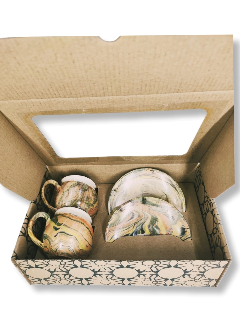 EBRULU 2 Lİ TOPRAK FİNCAN SETİ