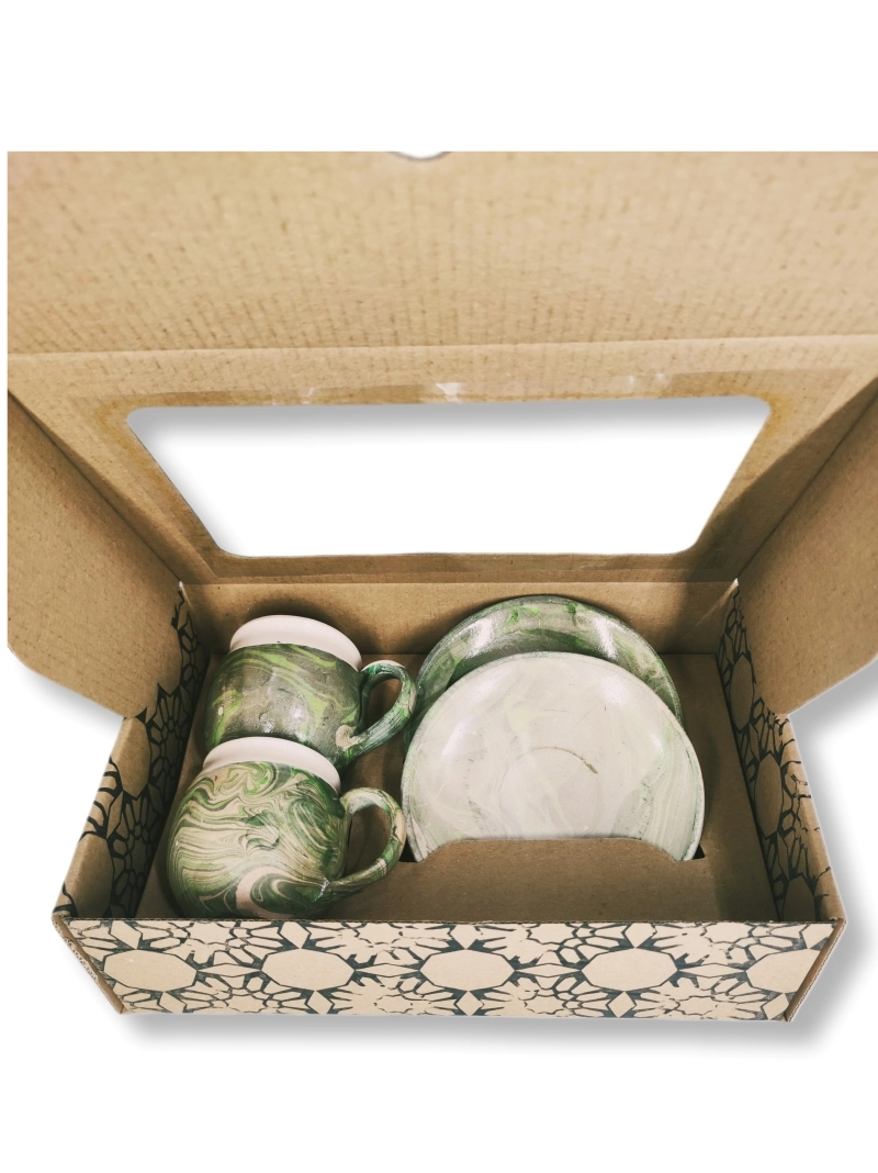 EBRULU 2 Lİ TOPRAK FİNCAN SETİ