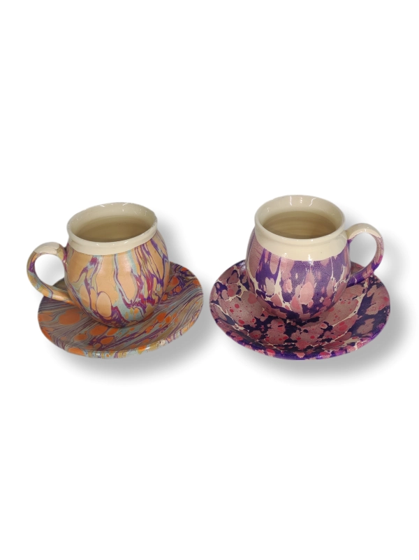 EBRULU 2 Lİ TOPRAK FİNCAN SETİ