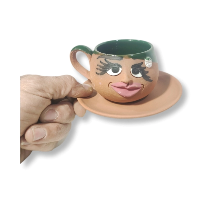TOPRAK YUVARLAK FİNCAN EMOJİ KADIN