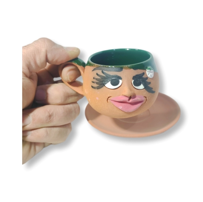 TOPRAK YUVARLAK FİNCAN EMOJİ KADIN